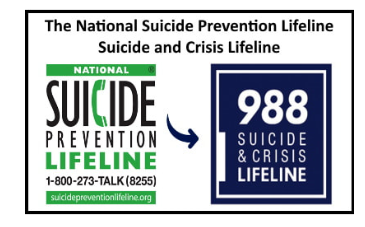  The National Suicide Prevention Lifeline